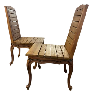 Pair of Rustic French Country Face-to-Face Conversation Benches W/ Cabriole Legs, a Pair