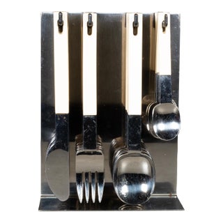 Mid-Century Abert Nicrosil Cutlery and Stand, Italy c.1970 For Sale