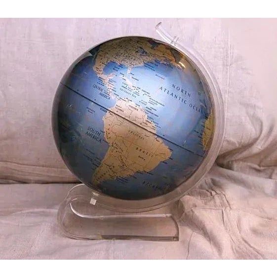 Vintage Replogle Diamond Marquise Series Globe on Lucite Stand For Sale In San Francisco - Image 6 of 6