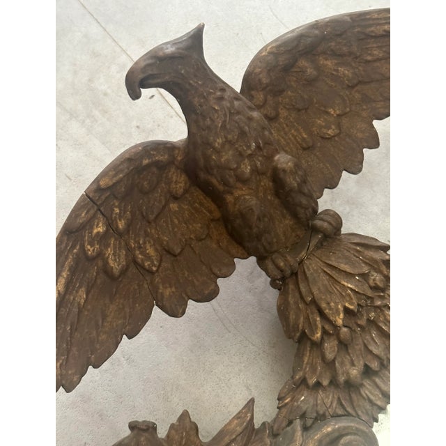 19th C. Federal Style Gilt Wood Mirror W/ Eagle & Cornucopias For Sale - Image 4 of 6