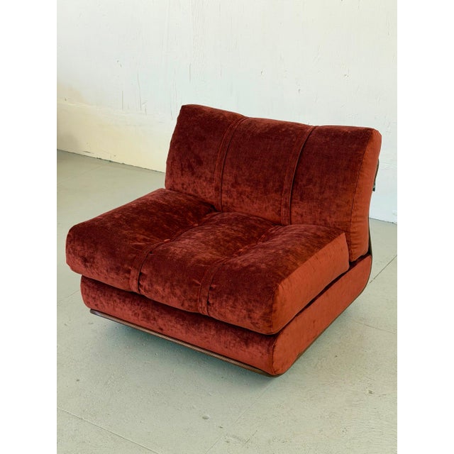 Italian Walnut Bentwood Lounge Chair in Maharam Velvet For Sale - Image 4 of 4