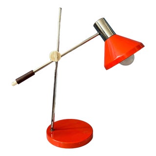 Mid-Century Space Age Desk Lamp in Red Chrome with Swing Arm, 1970s For Sale