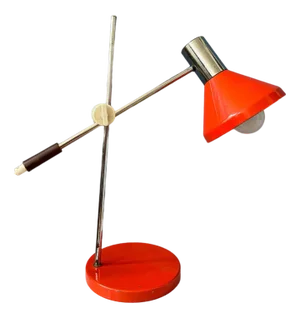 Mid-Century Space Age Desk Lamp in Red Chrome with Swing Arm, 1970s
