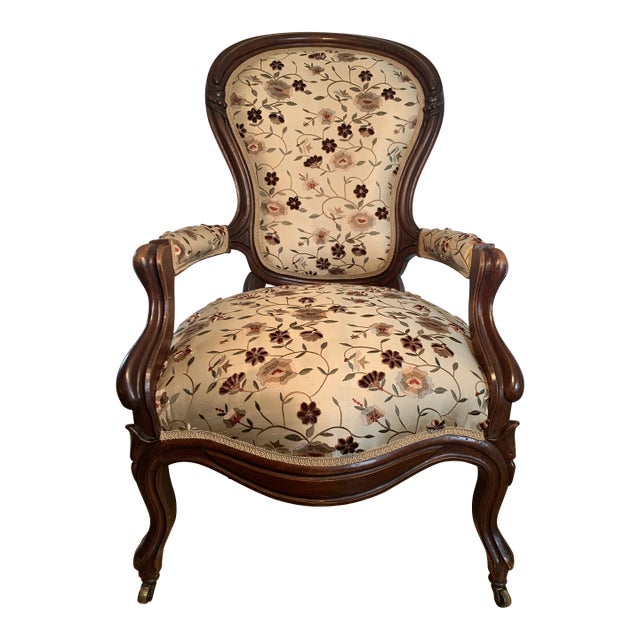 Mid 19th Century Antique American High Victorian Walnut Elbow Chair For Sale