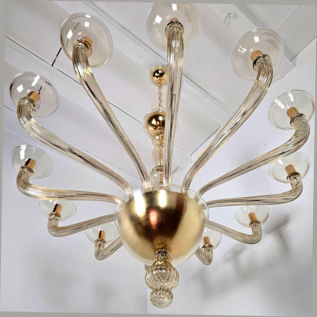1980s 1980s Seguso Style Beige Murano Glass Chandelier For Sale - Image 5 of 12