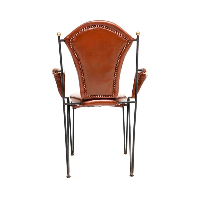 Vintage Leather and Steel Dining Chairs attributed to Frederic Weinberg, 1960, Set of 8 For Sale - Image 9 of 11