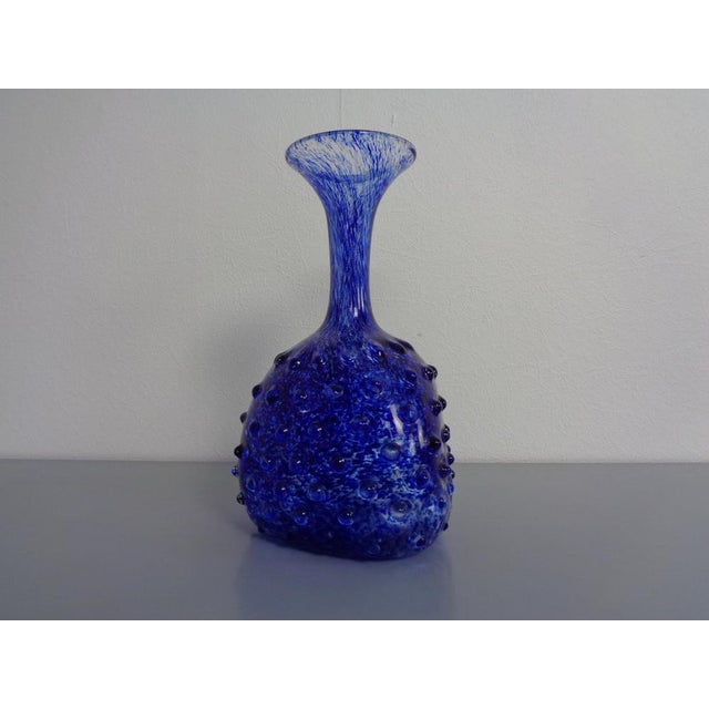 Italian Blue Bubble Glass Vase, 1960s For Sale - Image 4 of 18