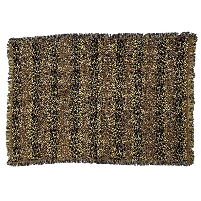 Leopard Design Vintage Cotton Reversible Machine Woven Jacquard Throw For Sale In Portland, ME - Image 6 of 6
