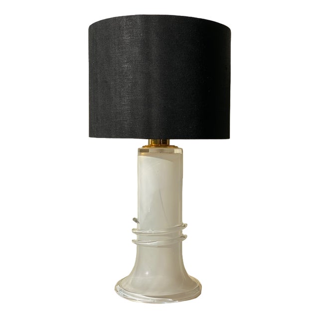 Large White Glass Table Lamp from Atelje Lyktan, 1980s For Sale