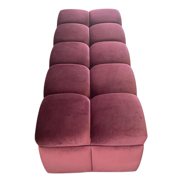 Tufted Storage Ottoman in Burgundy Velvet by Naula Design For Sale