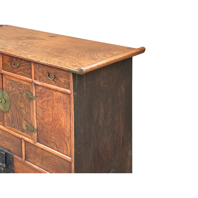1970s Oriental Brown Brass Hardware Drawers Accent Storage Cabinet For Sale - Image 10 of 12