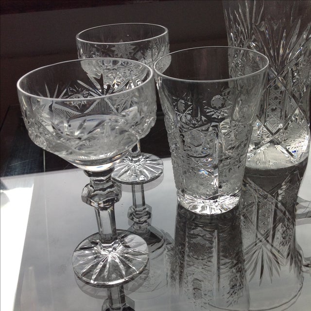 Traditional Bohemian Cut Crystal Barware Set - Set of 7 For Sale - Image 3 of 8