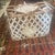 Metal Vintage Victorian French Style White Iron / Lattice Rectangle Basket W/ Leaves/Tiles & Fixed Handle For Sale - Image 7 of 18