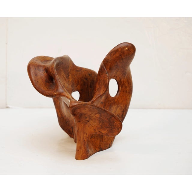 Mid-Century Modern Abstract Free-Form Sculpture of Olive Wood From France For Sale - Image 3 of 12