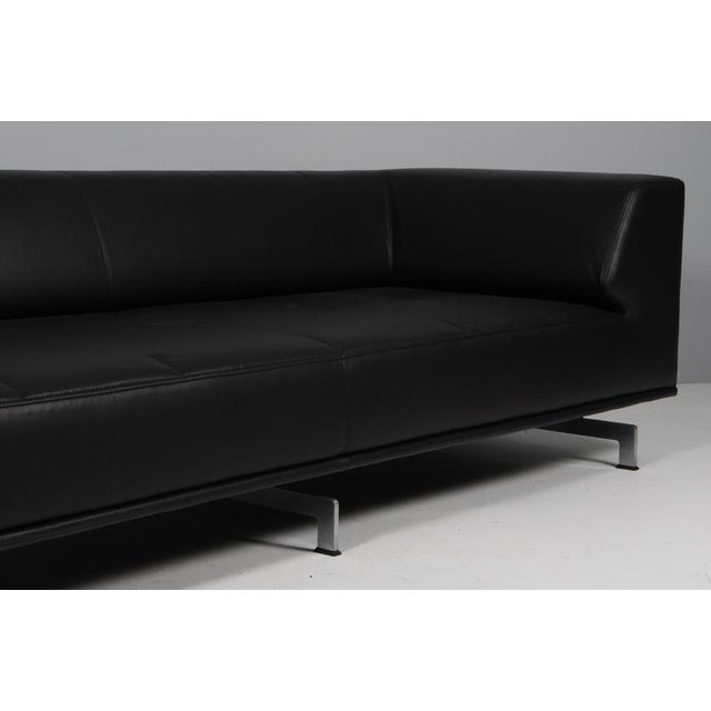 Delphi 3-Seater Sofa in Black Leather and Steel by Hannes Wettstein, 2000s For Sale - Image 6 of 11