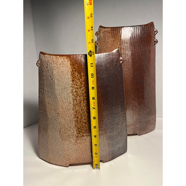 Set of Two Vintage Bruno Kark California Studio Pottery Stoneware Vases Signed For Sale - Image 9 of 9