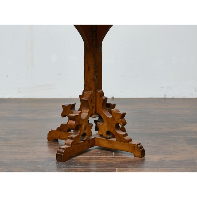 Gothic Revival English Pine Quadripod Table with Scrollwork Base, 19th Century For Sale In Atlanta - Image 6 of 12
