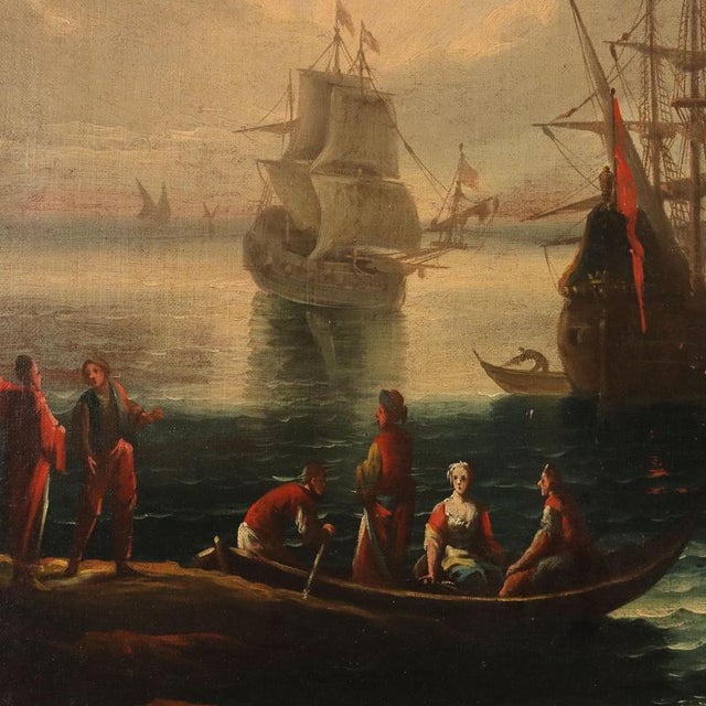 French School Artist, Port Scene, 1700s, Oil on Canvas, Framed For Sale - Image 4 of 13