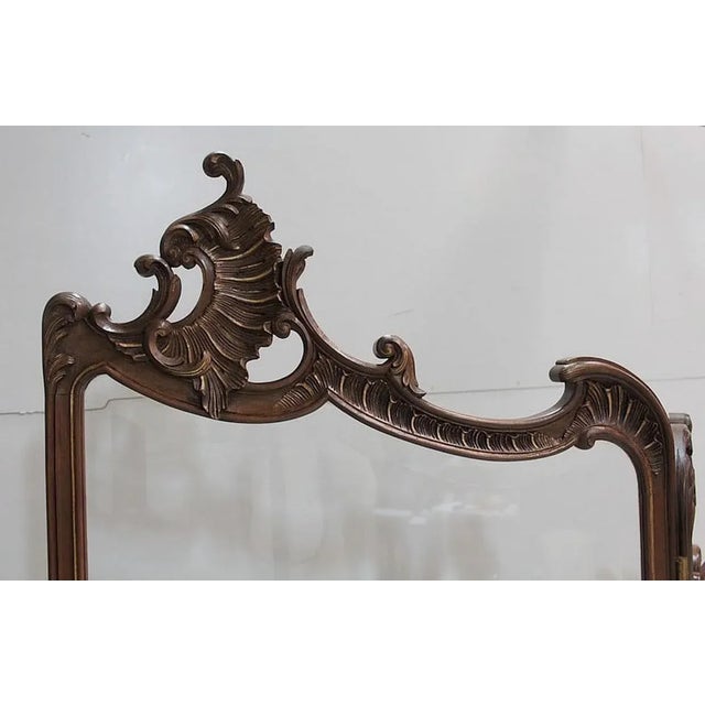 Antique Louis XV Style Walnut and Glass Screen For Sale - Image 9 of 13