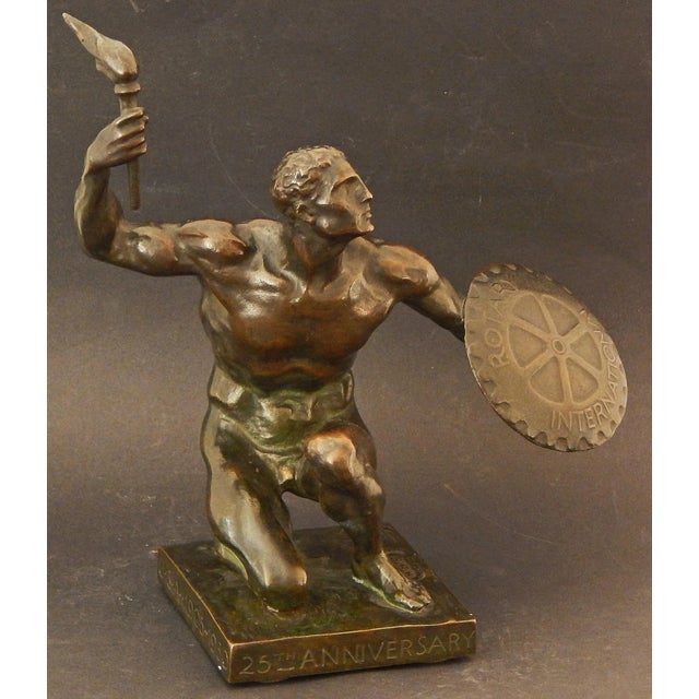 1930 Art Deco "The Idea of Rotary" Figurative Bronze Sculpture by Giannino Castiglioni For Sale - Image 4 of 5