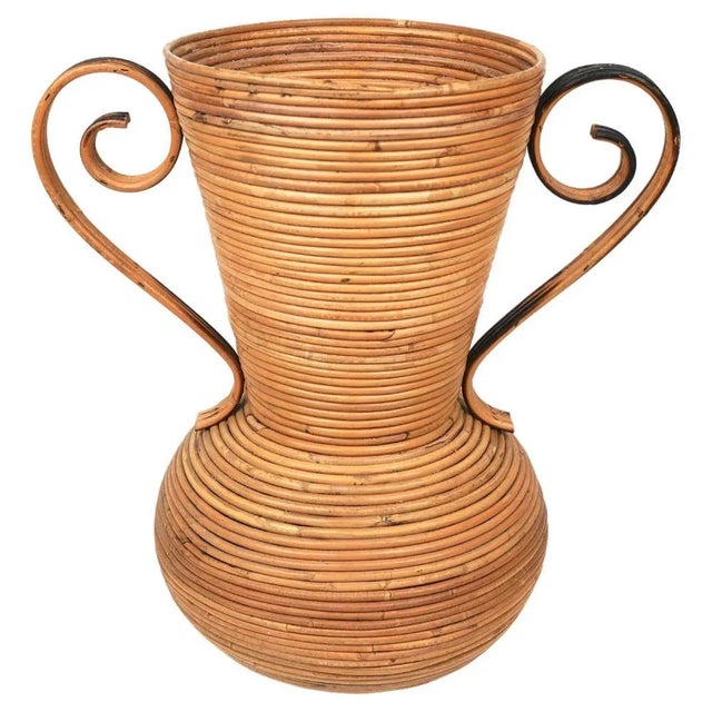 Italian Rattan Amphora Vase by Vivai Del Sud, 1960s For Sale - Image 13 of 13