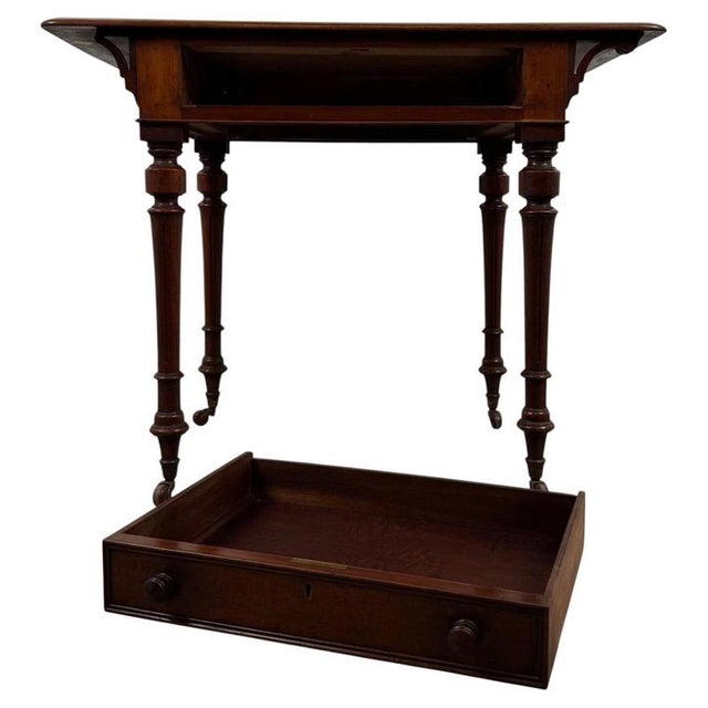 19th Century English Freestanding Mahogany Writing Table For Sale - Image 3 of 12