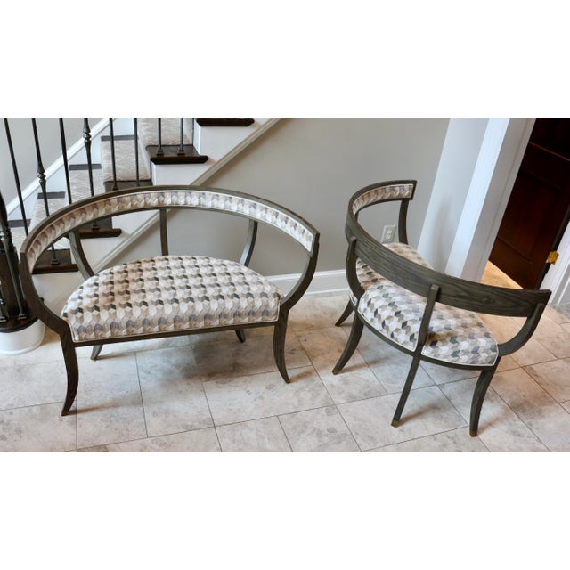 Mr Brown London Bacchanalia Loveseats. Compact settee inspired by the 1820's. Grey mid ash frame. There are two of these...