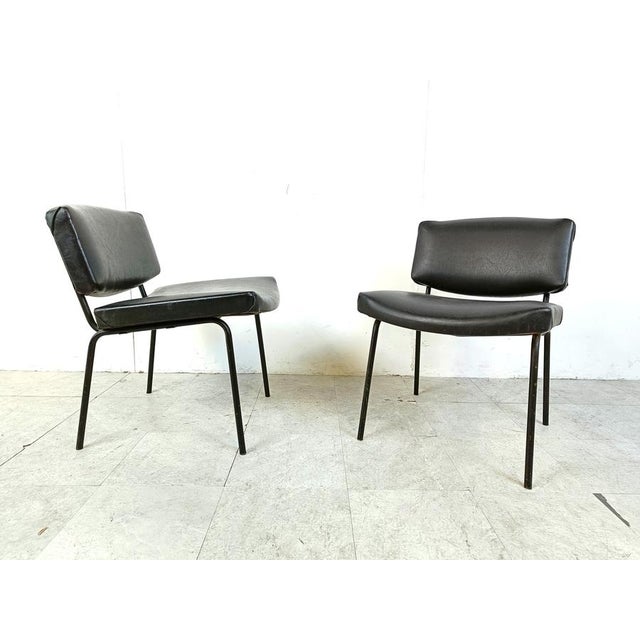 1950s Vintage Conseil Chairs attributed to Pierre Guariche, France, 1950s, Set of 2 For Sale - Image 5 of 9