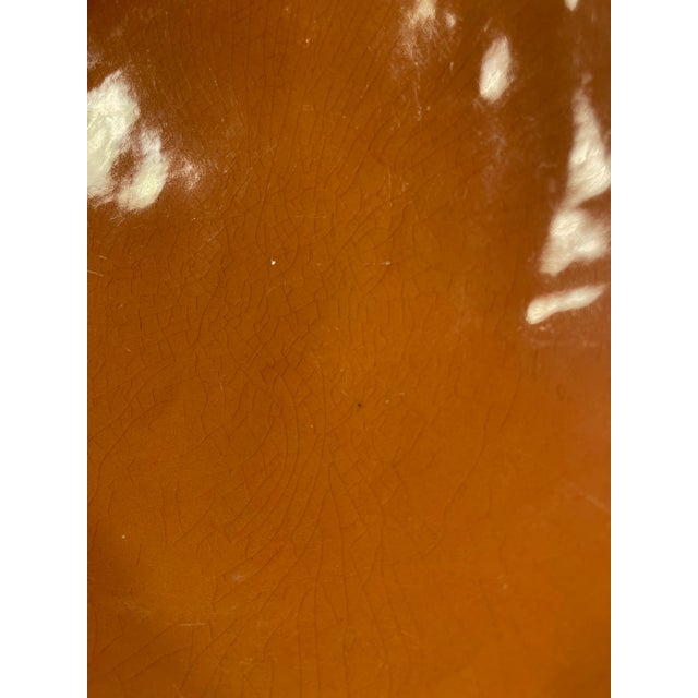 Large Vintage Glazed Ceramic Bowl in Cream and Salmon For Sale - Image 12 of 12