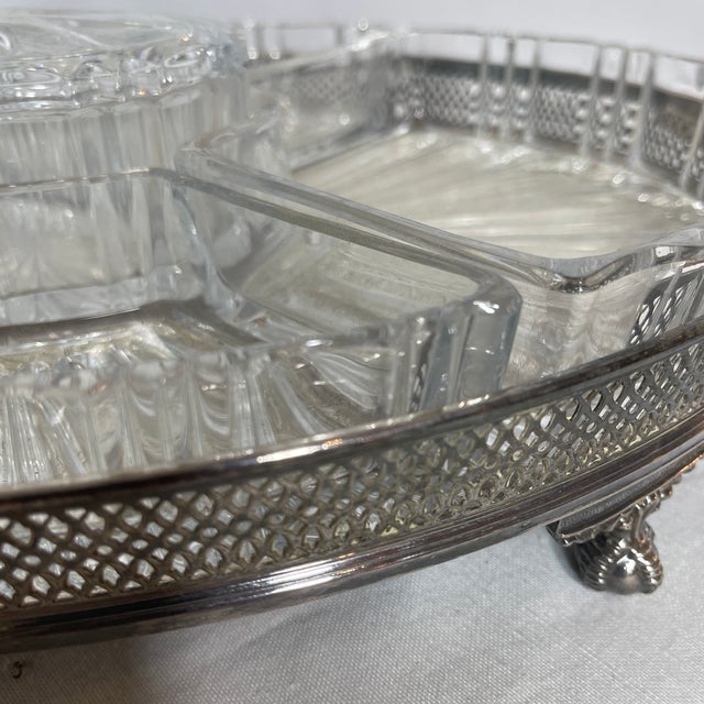 1960s The Sheffield Silver Co, Usa Metal & Glass Tray | Chairish
