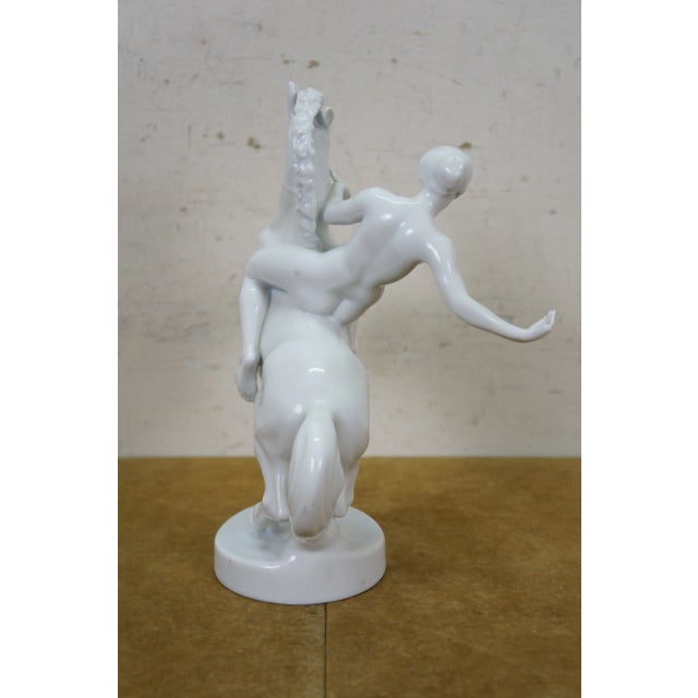 Rosenthal Antique 1923 Rosenthal Anton Grath Blanc Amazon on Horseback Figurine 10" For Sale - Image 4 of 13