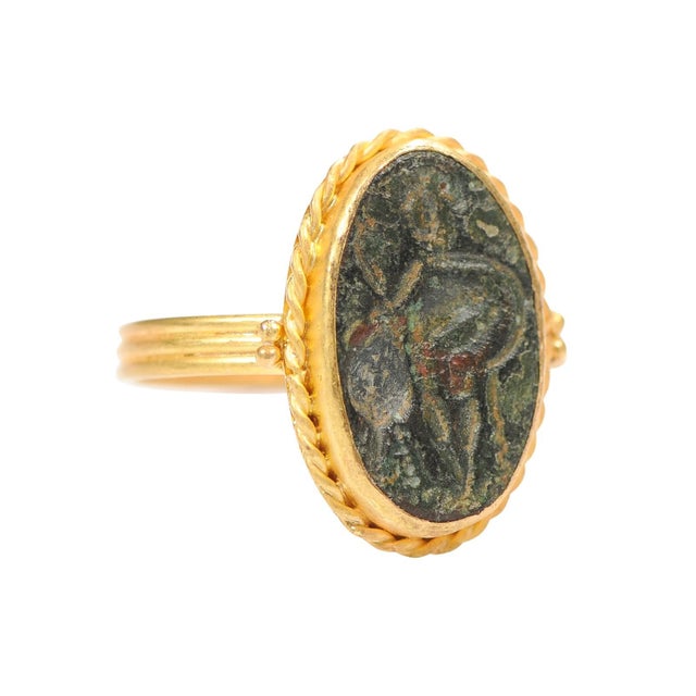 Byzantine Coin Ring W 21k Band, Size 8.25 For Sale - Image 13 of 13