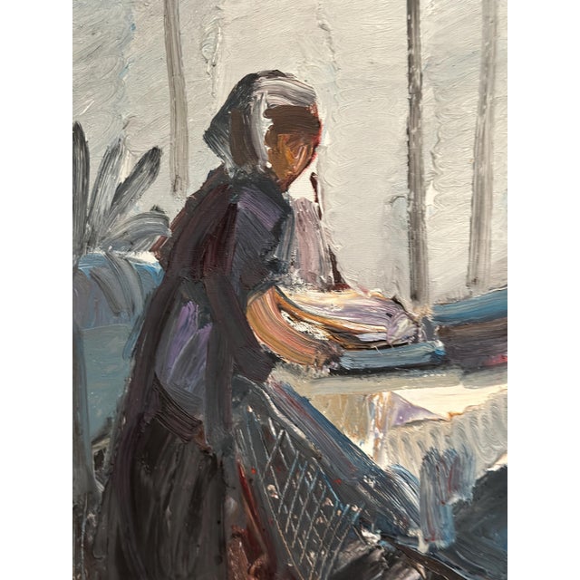 Eric Lo, Figures in Traditional Attire, 1950s, Oil on Canvas, Framed For Sale - Image 6 of 15