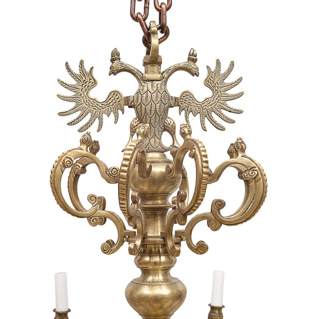 Dutch Brass 8-Light Chandelier For Sale - Image 9 of 11