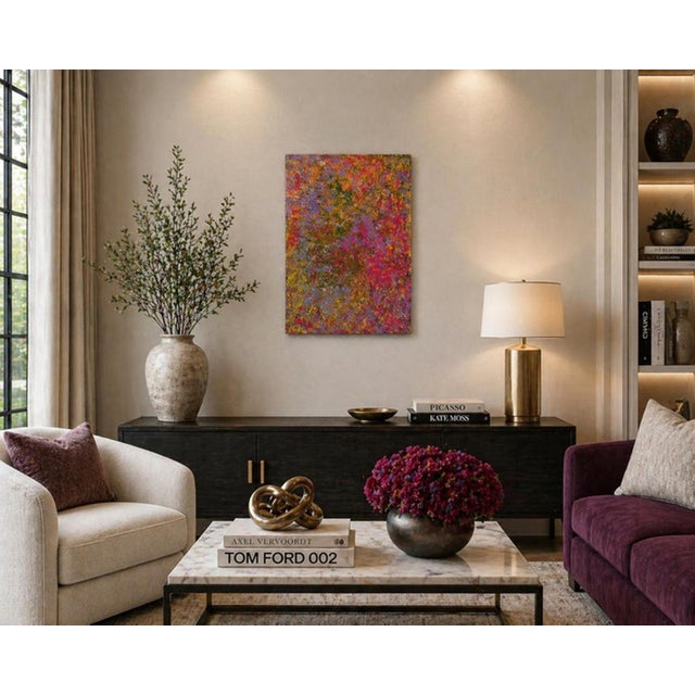 Dynamic and richly textured original oil on canvas by American artist Sharon Cannon, titled Giverny II. This striking...