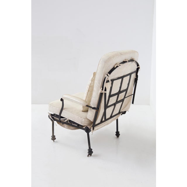 French Art Deco Country Deck Chair in Iron with Fabric Cushions, 1939 For Sale - Image 9 of 15