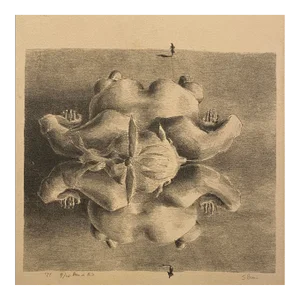 1974 Surrealist Female Nude Etching