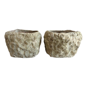 Pair of Rustic Style Terra Cotta Planters With Organic Form