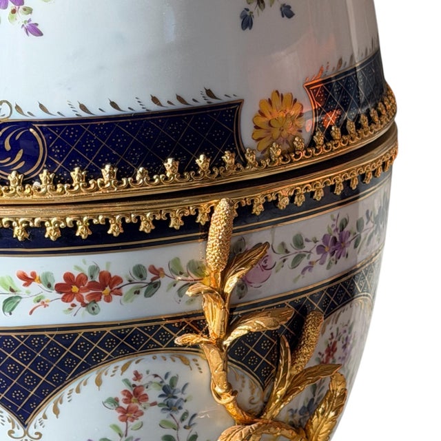 1980s Large 32" French Style Porcelain Egg Jar With Gilt Ormolu Mounts For Sale - Image 10 of 11