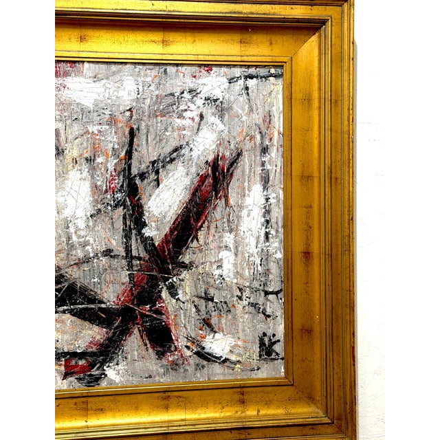 Niki Smith Monumental Abstract Expressionist Impasto Painting Giltwood Frame For Sale - Image 4 of 8