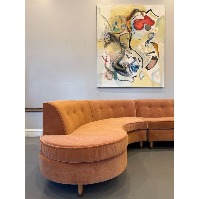 Textile 1950's Peach Sectional For Sale - Image 7 of 12