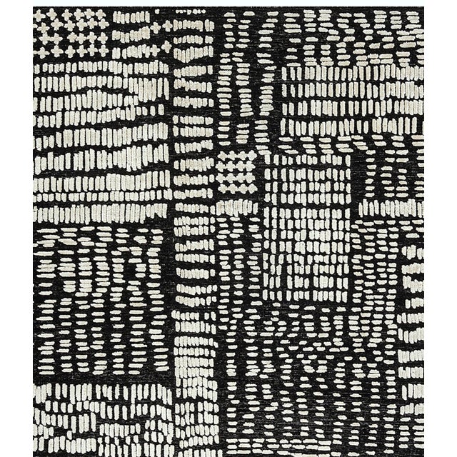 Textile Hi Low Luxe Ivory-Charcoal Hand Woven Wool Rug, 10ft 3in X 13ft 11in For Sale - Image 7 of 9