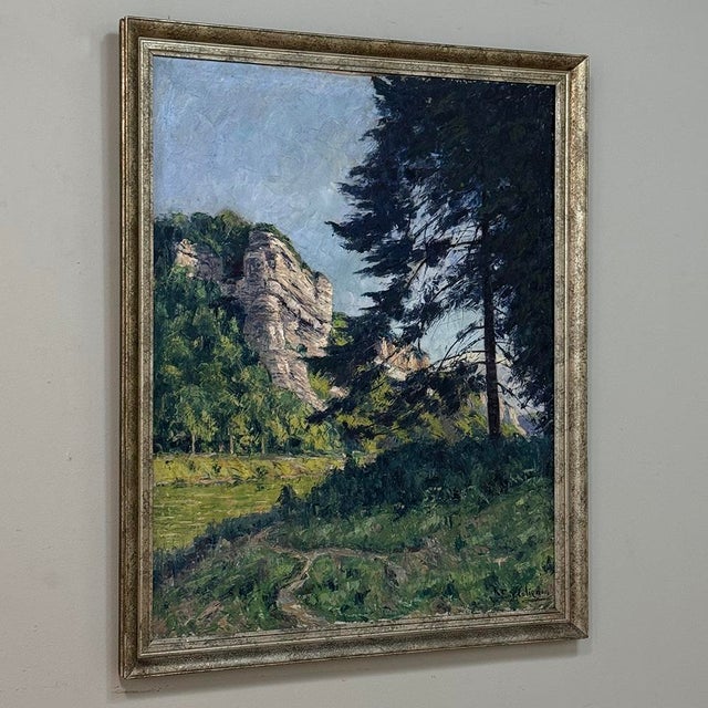 1940s Framed Oil Painting on Canvas by Eugène Collignon (1876–1961) 'Banks of the Meuse River' For Sale - Image 5 of 16