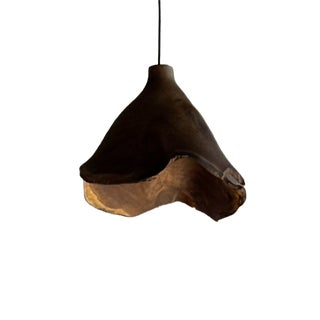 Small Wavy Leaf-Shaped Teak Pendant Light, 1980s For Sale