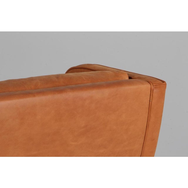 Set of Wingback Chair with Ottoman in Dunes Sørensen Leather attributed to Børge Mogensen for Fredericia For Sale - Image 10 of 11