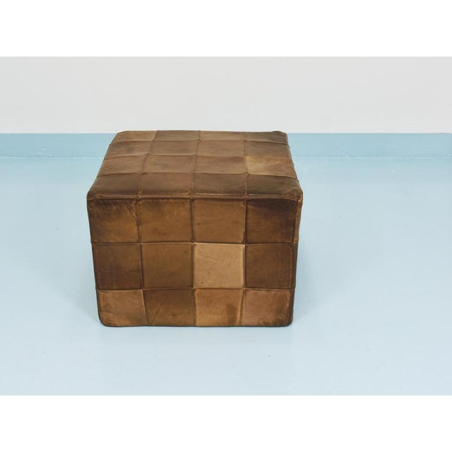 Patchwork Leather Cube Ottoman from de Sede, Switzerland, 1970s For Sale - Image 13 of 18