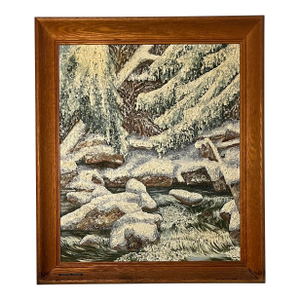 1959 Andrew William Vachon, s.j. Original Oil on Canvas Painting “Silvered Silence” – Ketchikan, Alaska