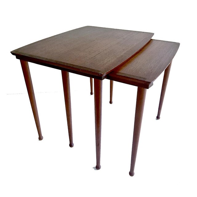 Set of 2 1960s danish modern side tables by møbel intarsia denmark, the smaller integrates seamlessly inside the larger...