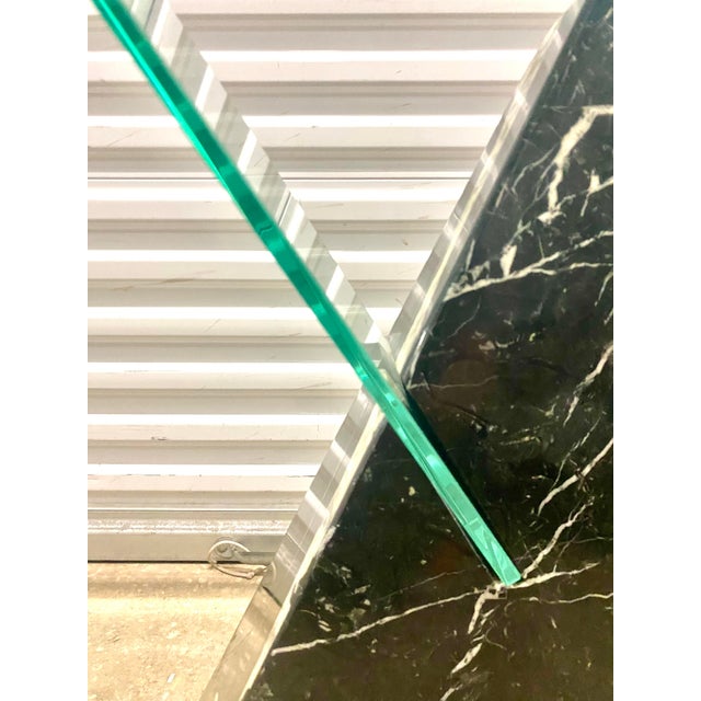 Black 1980s Postmodern Triangle Marble Base Console Table in the Style of Massimo Vignelli . For Sale - Image 8 of 12