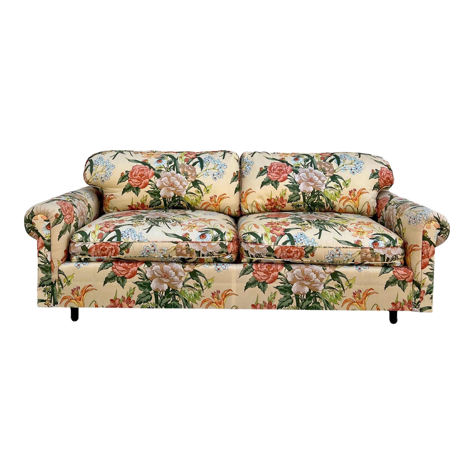 Vintage Custom Yellow Floral Chintz Sofa Chairish